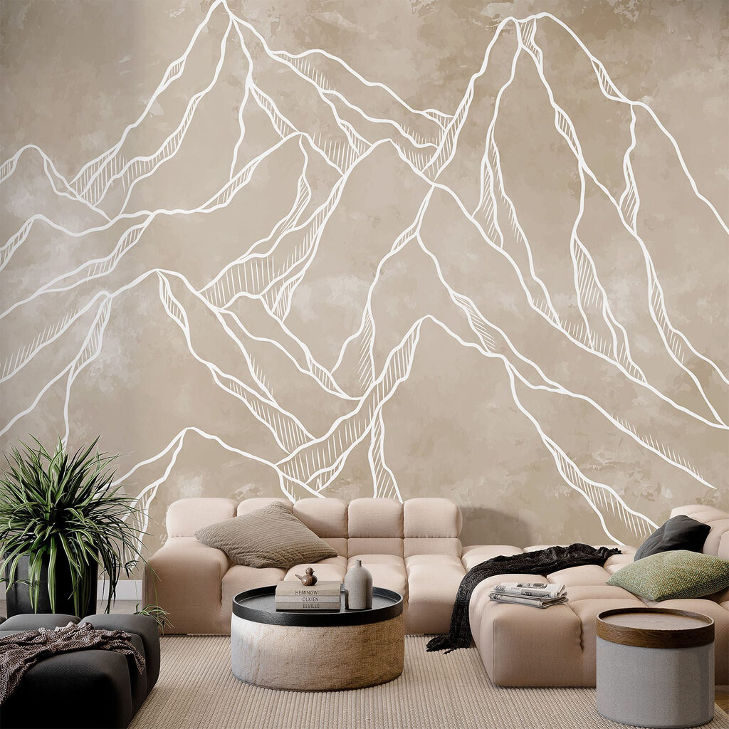Mountain Outlines on Stone in an interior