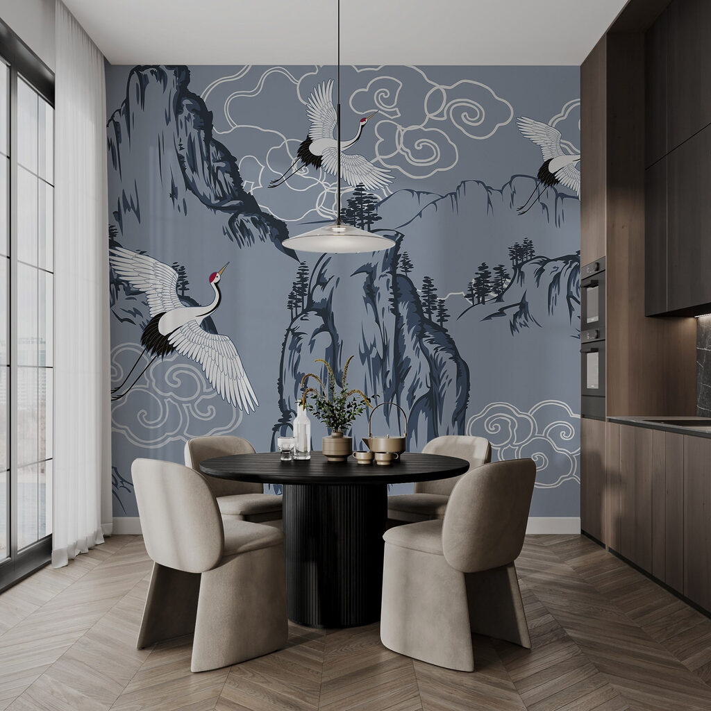Cranes over mountains — interior 2