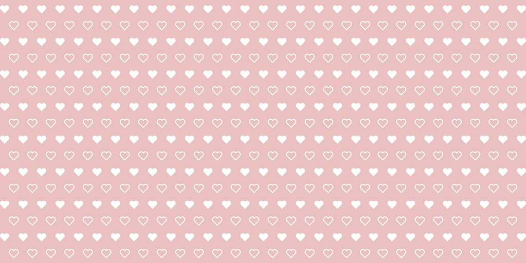 White hearts on pink — full design