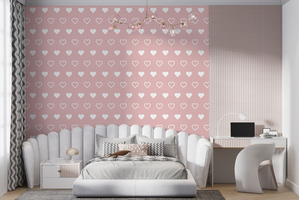 White hearts on pink — interior 4