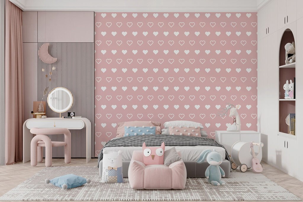 White hearts on pink — interior 5