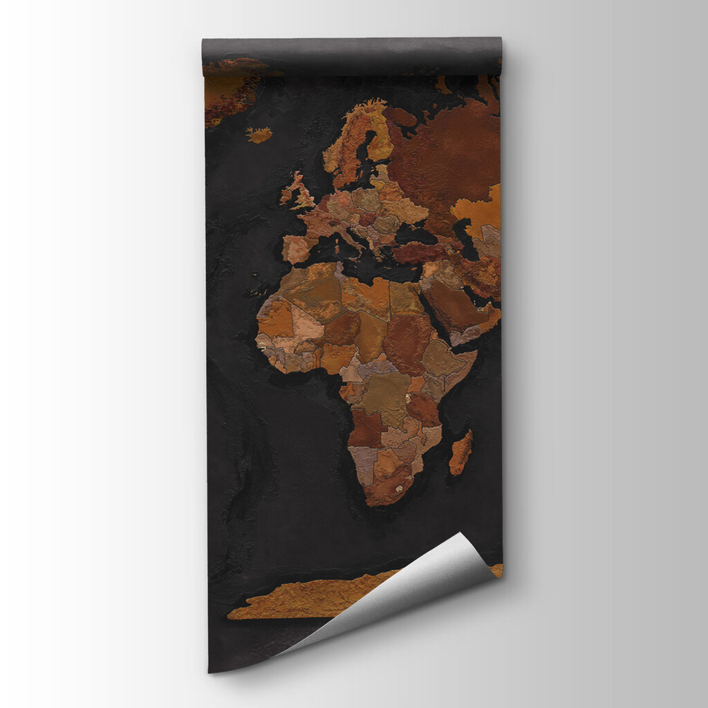 Warm metallic world map — product view