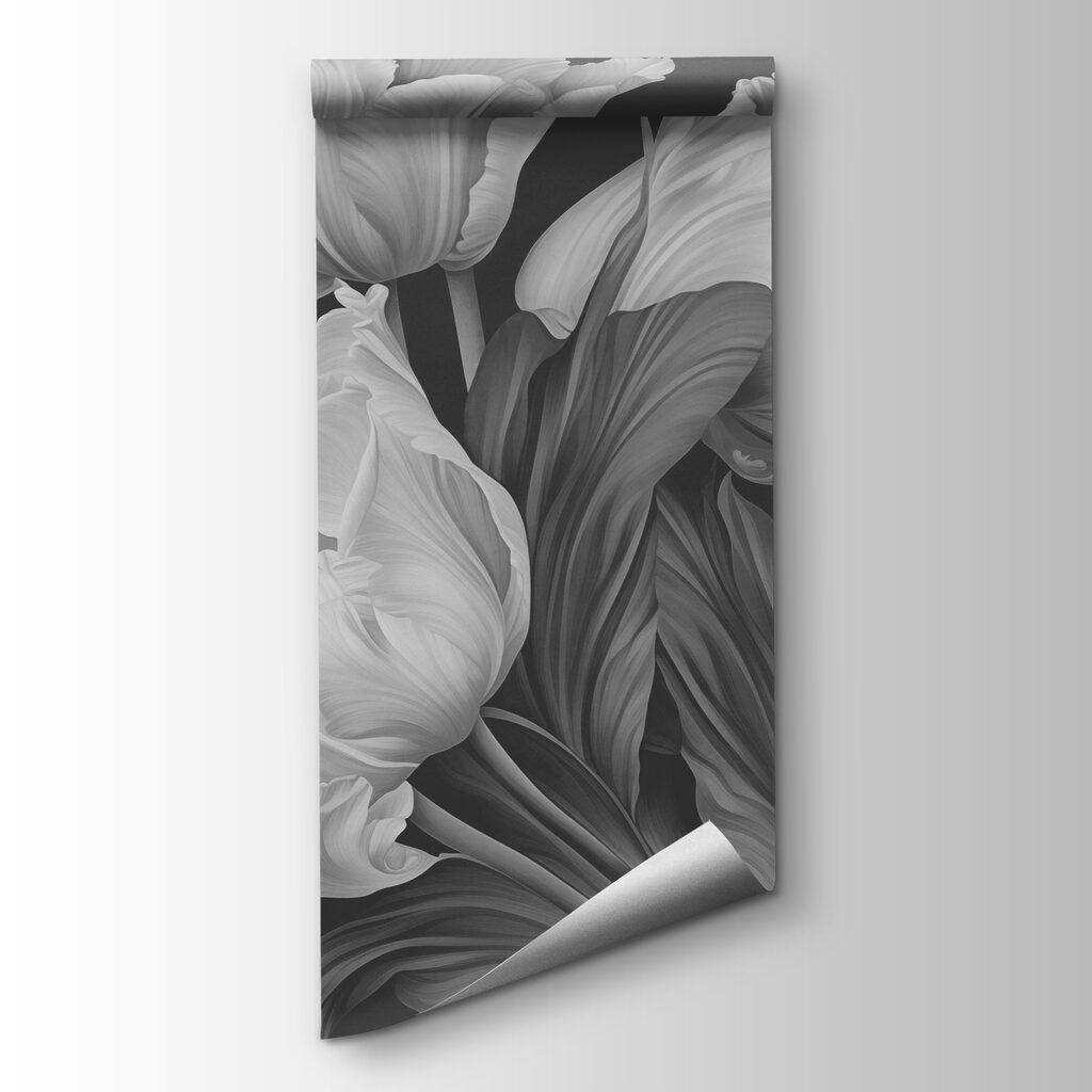 Grey tulips on black — product view