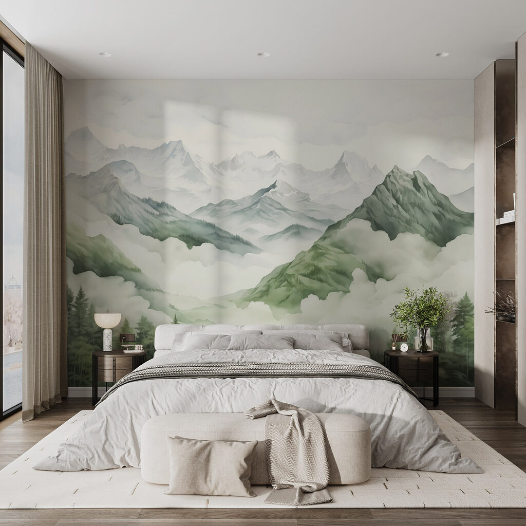 Green slopes in mist — interior 1