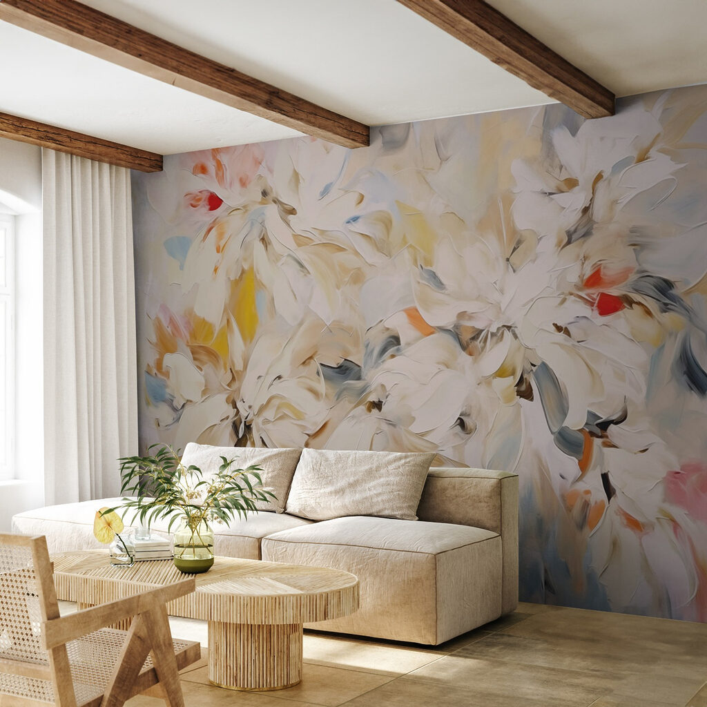 Pale yellow brushstroke flowers — interior 1