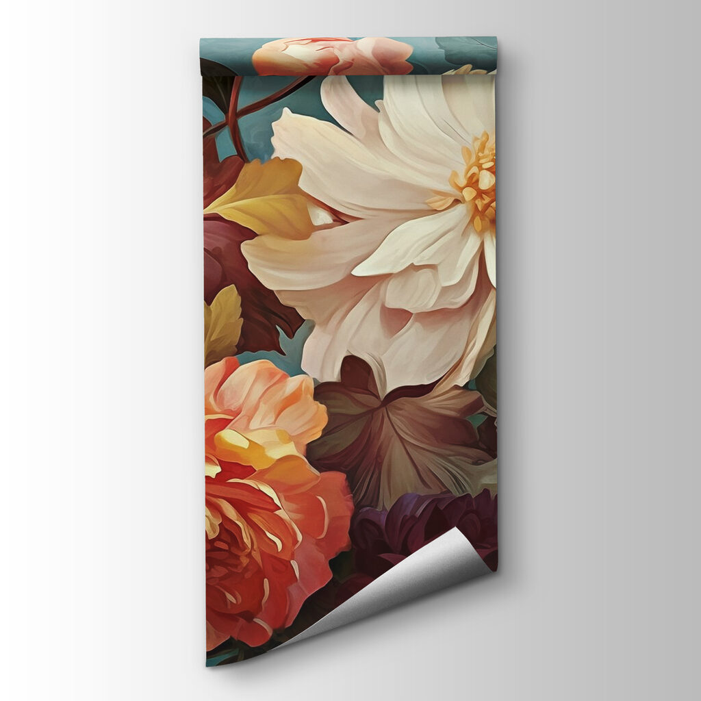 Cream flowers on petrol — product view