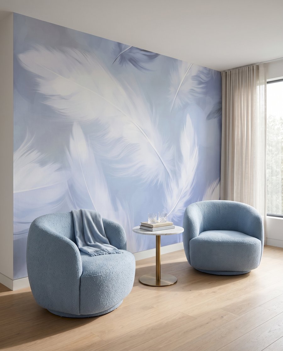 Feathers floating softly — interior 5