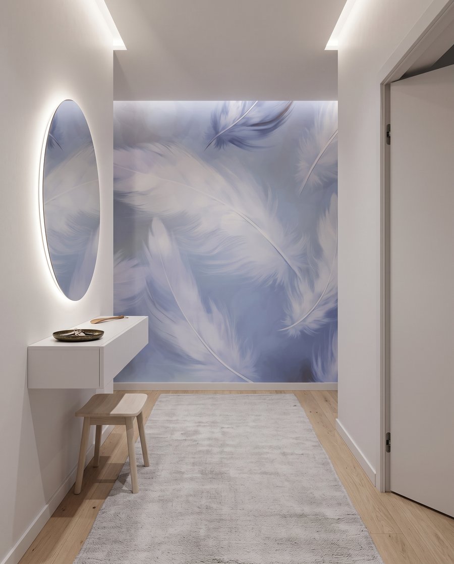 Feathers floating softly — interior 8