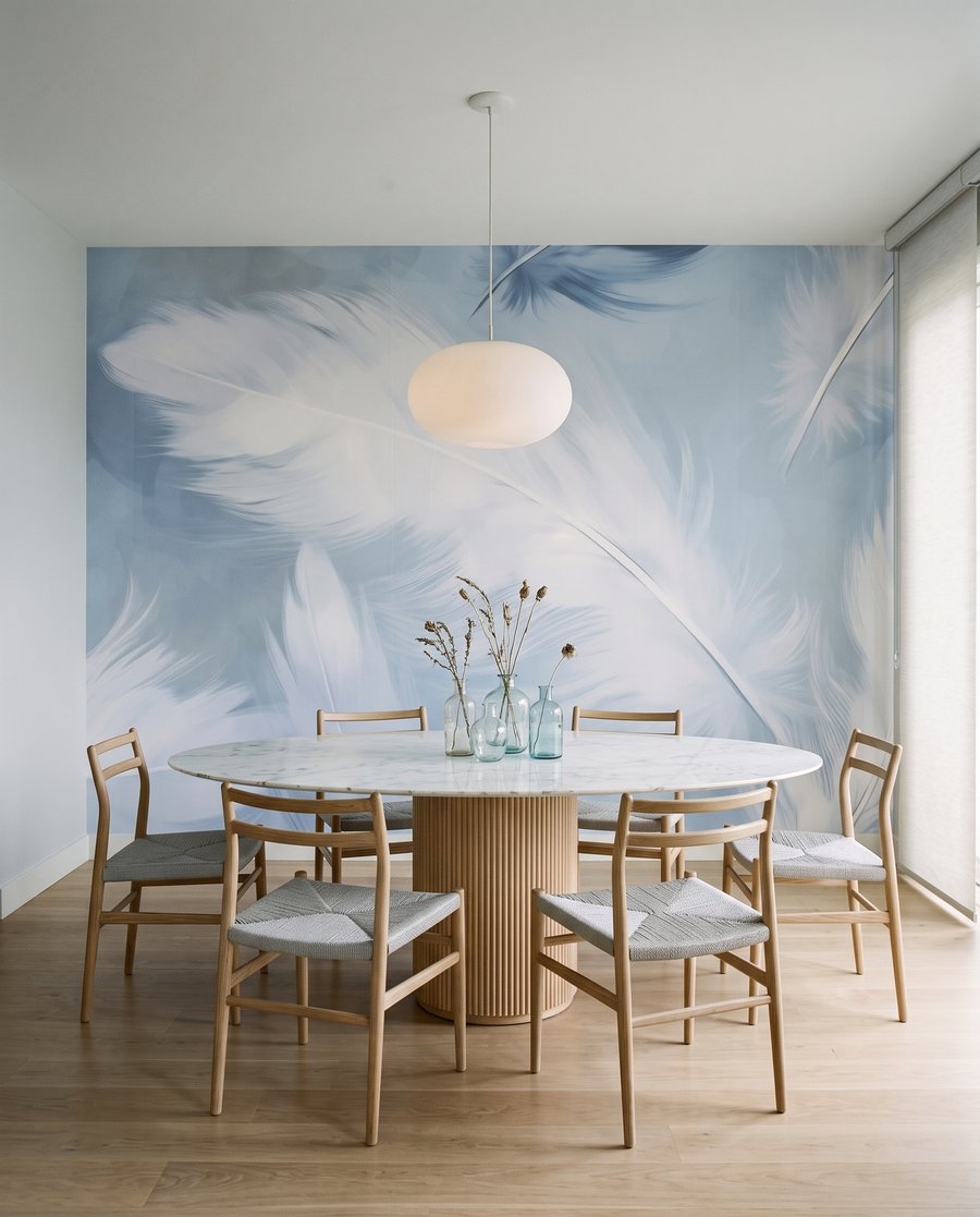 Feathers floating softly — interior 9