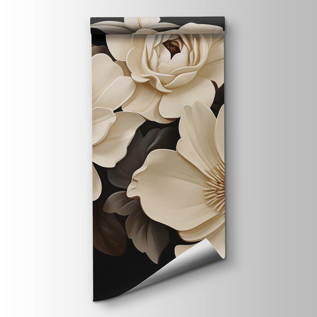 Layered flowers on black — product view