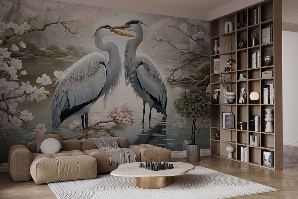 Herons among blossom — interior 1