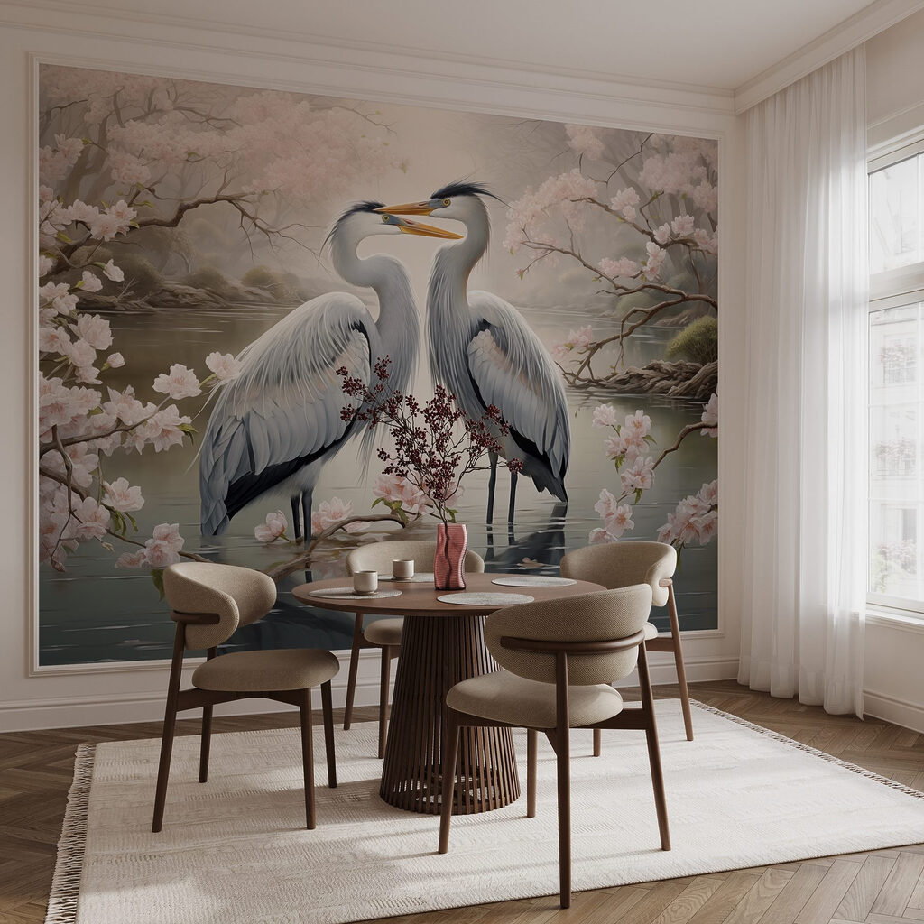 Herons among blossom — interior 3