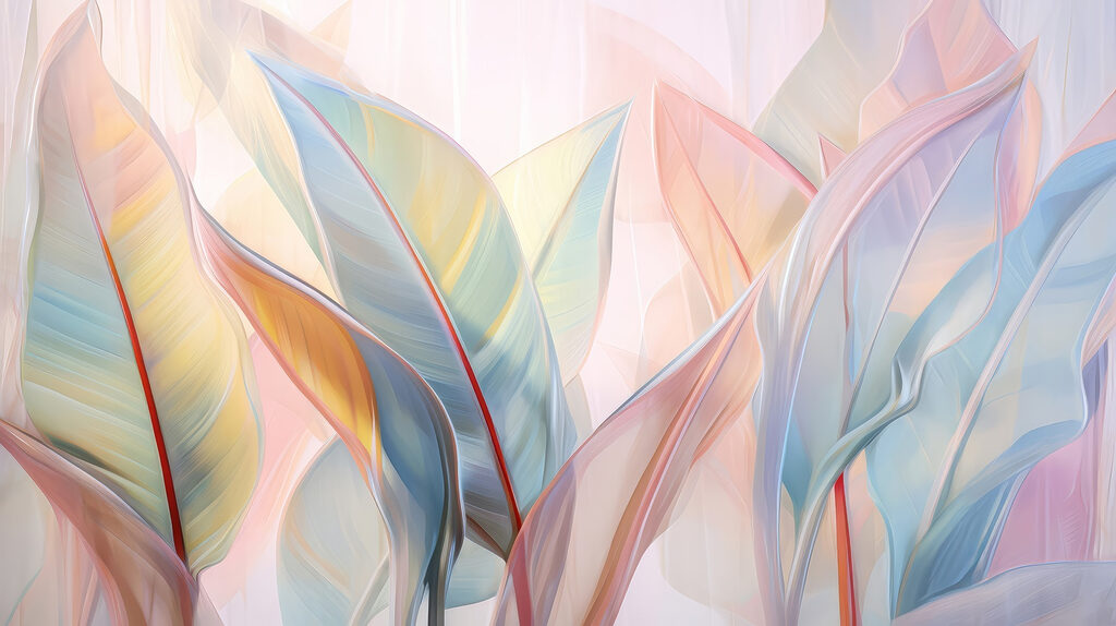 Overlapping leaves in pastel — full design