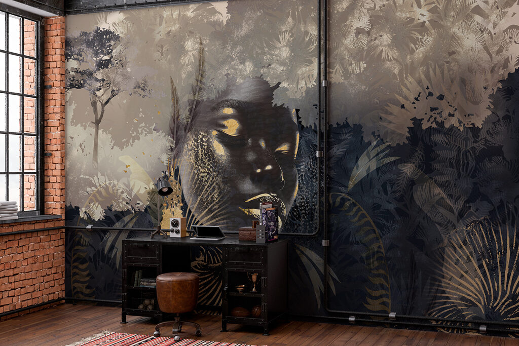 Face Among the Leaves in an interior