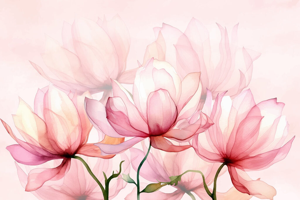 Large translucent flowers — full design
