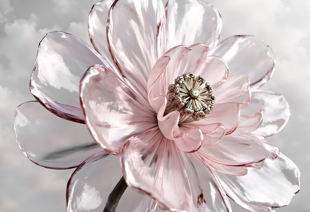 Flower with glossy petals — full design