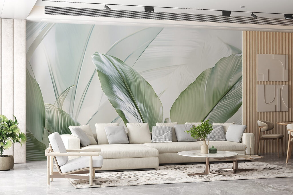 Green leaves against light — interior 1