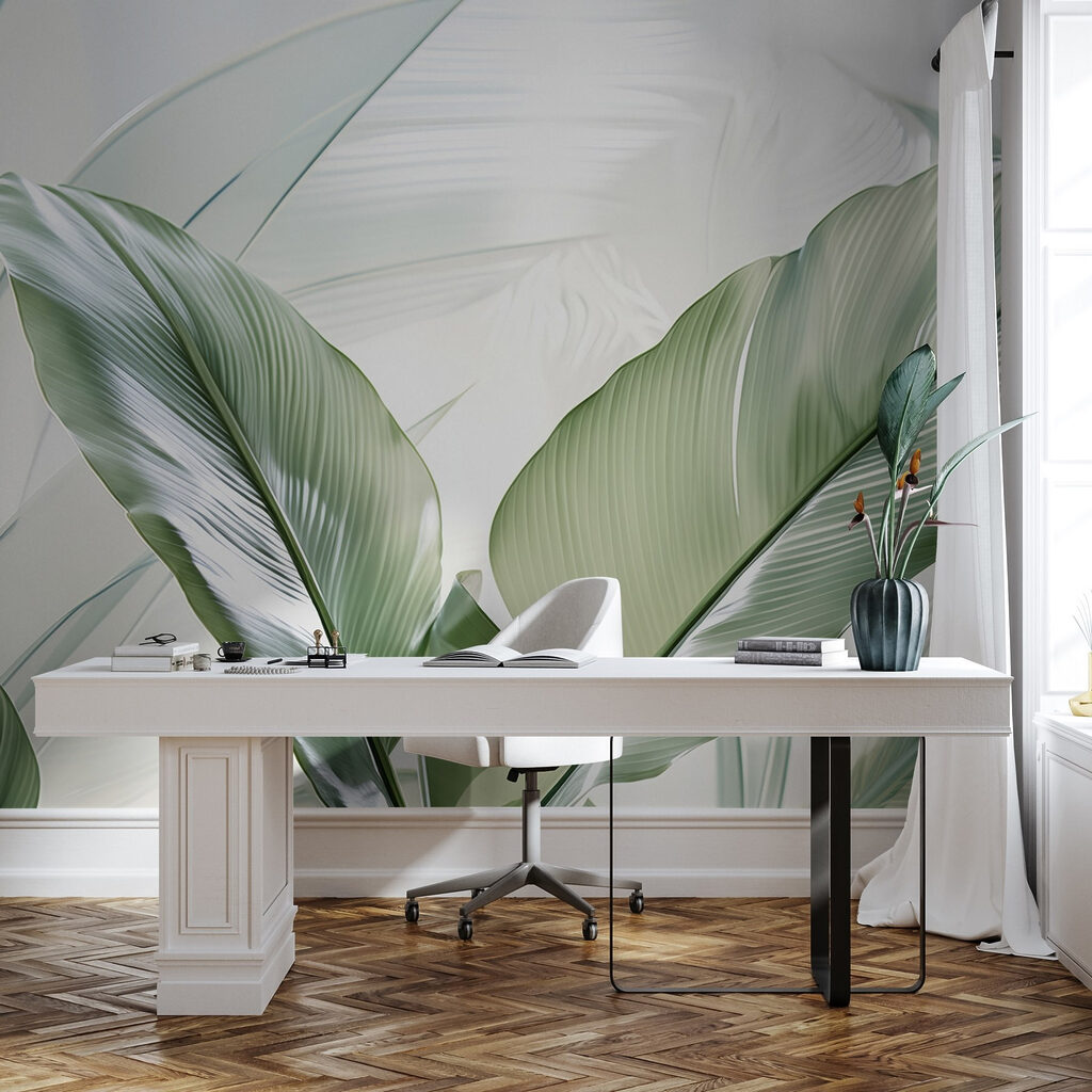 Green leaves against light — interior 2