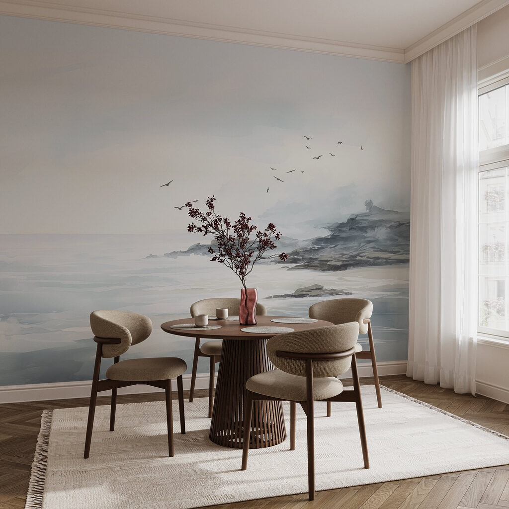 Birds above grey coastlines — interior 3