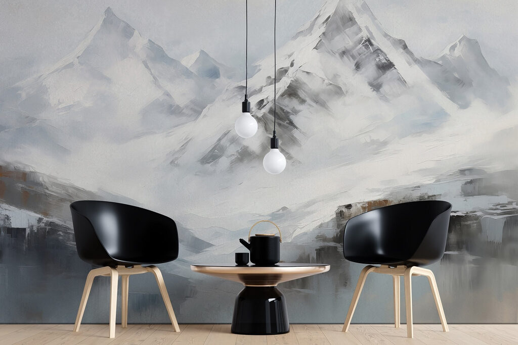 Snowy peaks in watercolour — interior 1