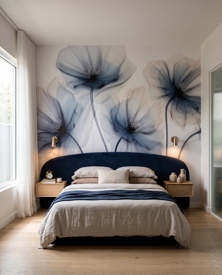 Deep blue flower hearts — interior 2