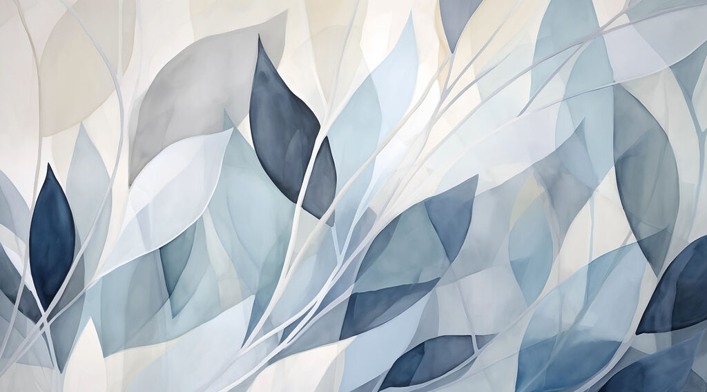 Blue leaves in facets — full design