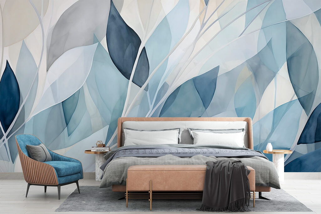 Blue leaves in facets — interior 1