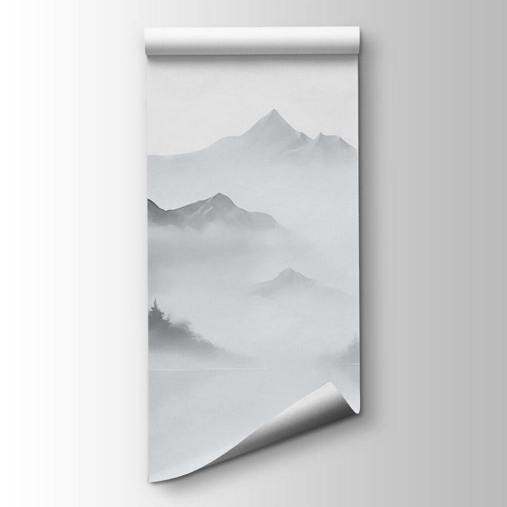 Jagged peaks through fog — product view