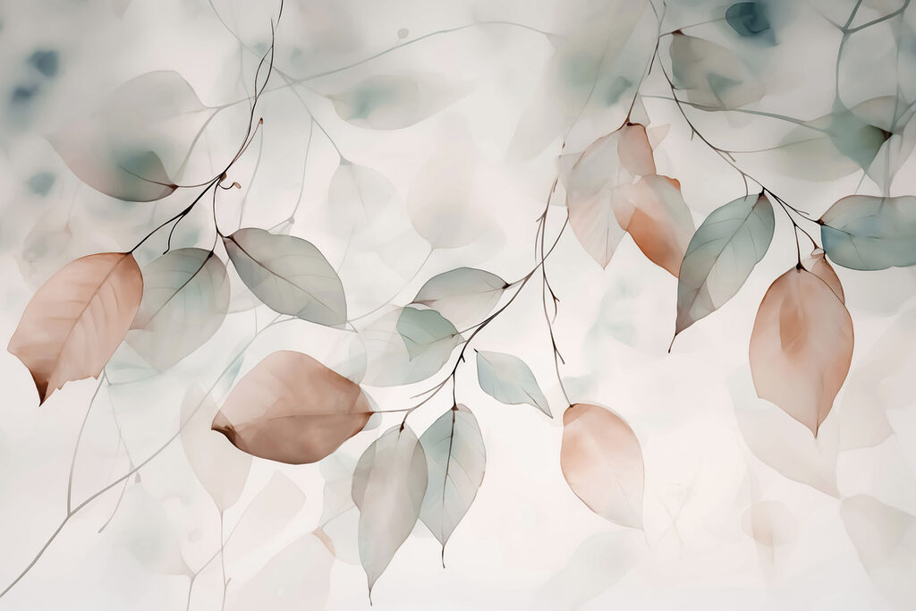 Twigs with translucent leaves — full design