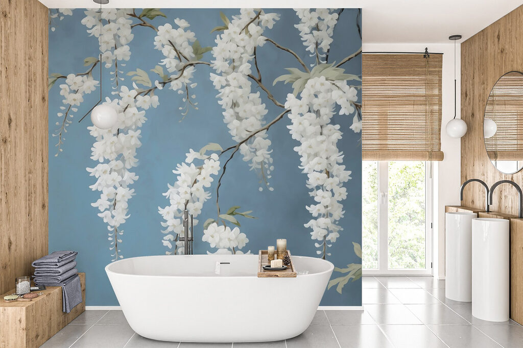 Blossom against steel blue — interior 2