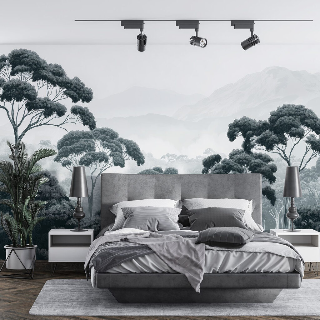 Tall treetops over hills — interior 1