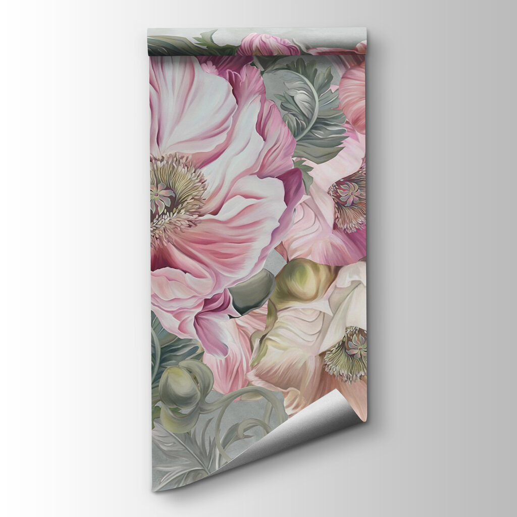 Pink bouquet on grey-green — product view