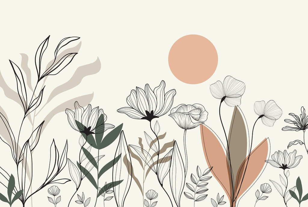 Wildflowers under peach sun — full design