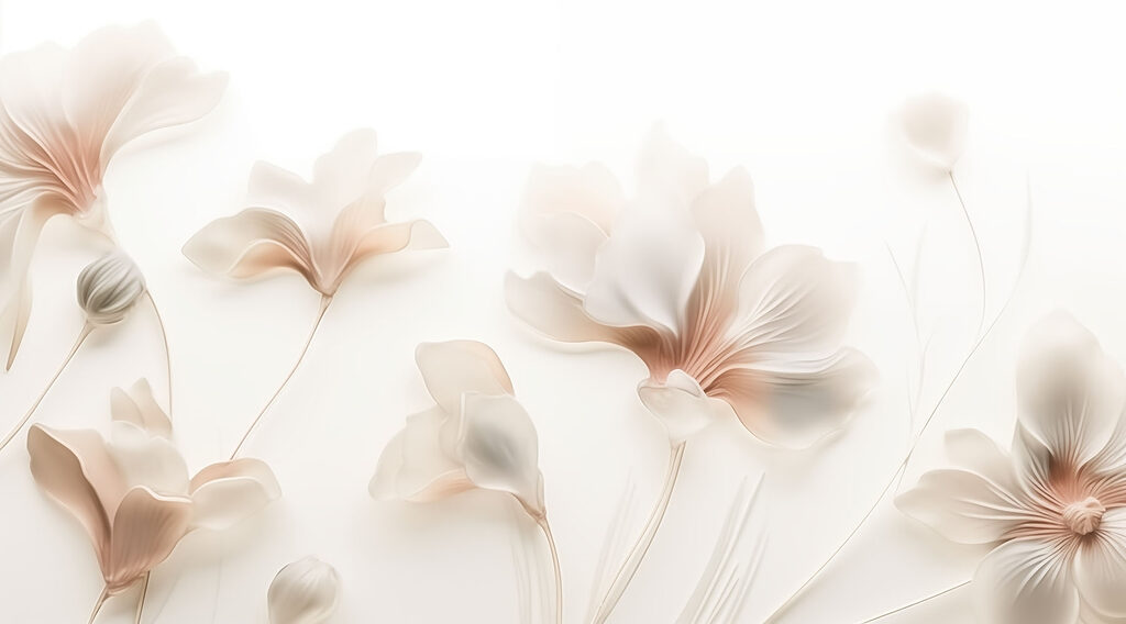 Cream flowers on stems — full design
