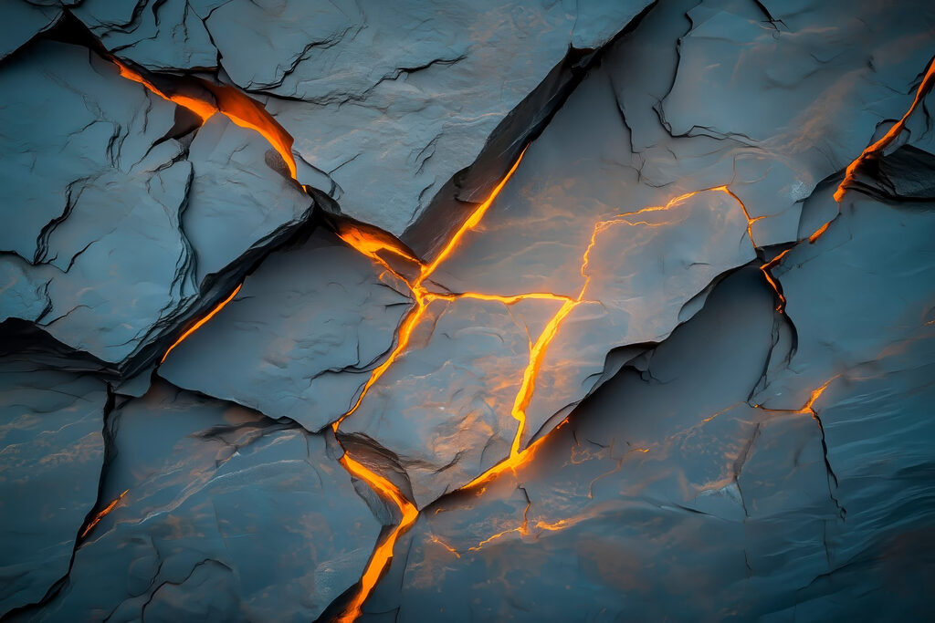 Orange glow in cracks — full design