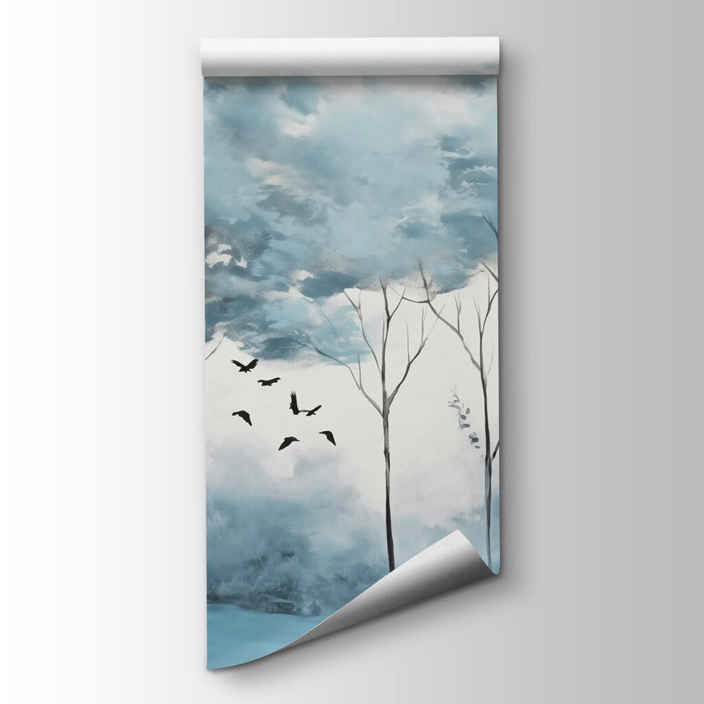 Blue treetops in watercolour — product view