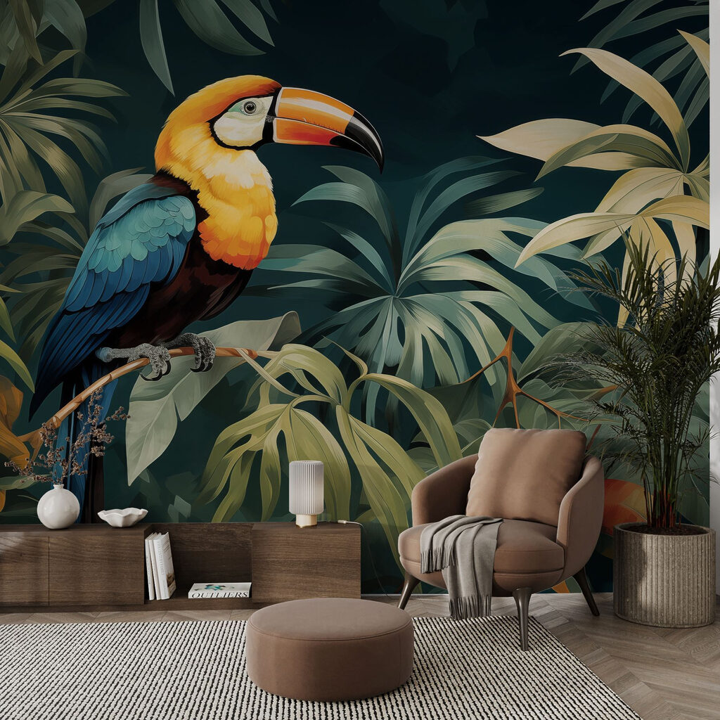 Toucan among golden leaves — interior 1