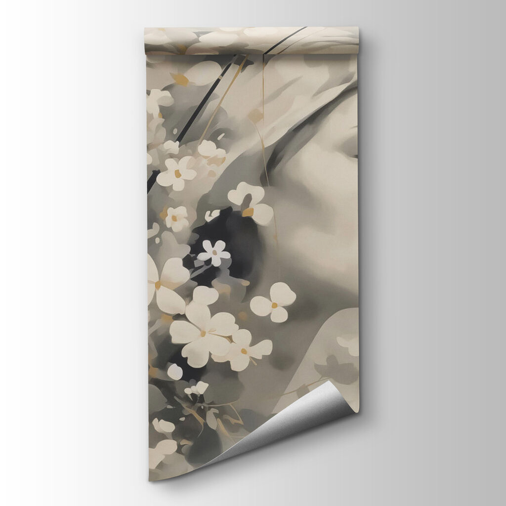 Woman’s profile in blossom — product view