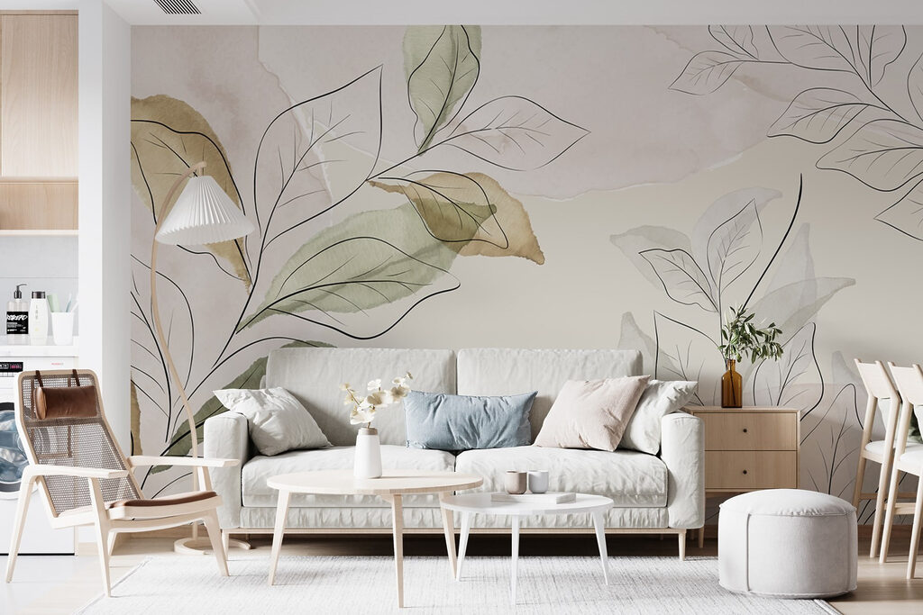 Leaves in pencil lines — interior 1
