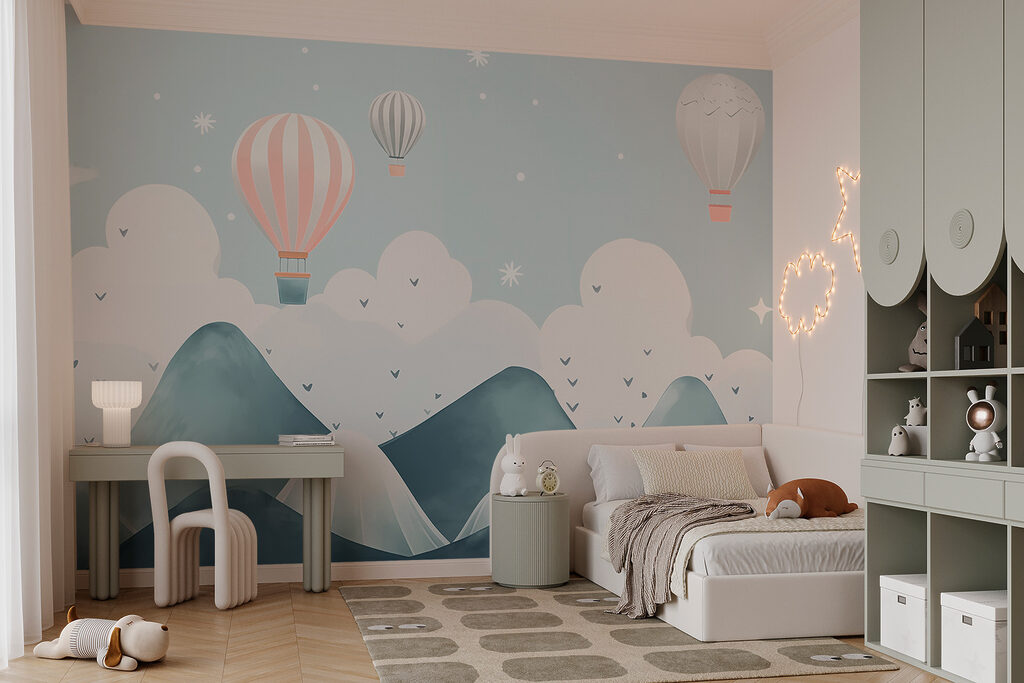 Balloons Over Mountains in an interior