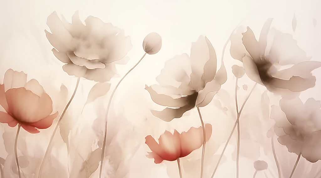 Soft flowers with terracotta — full design