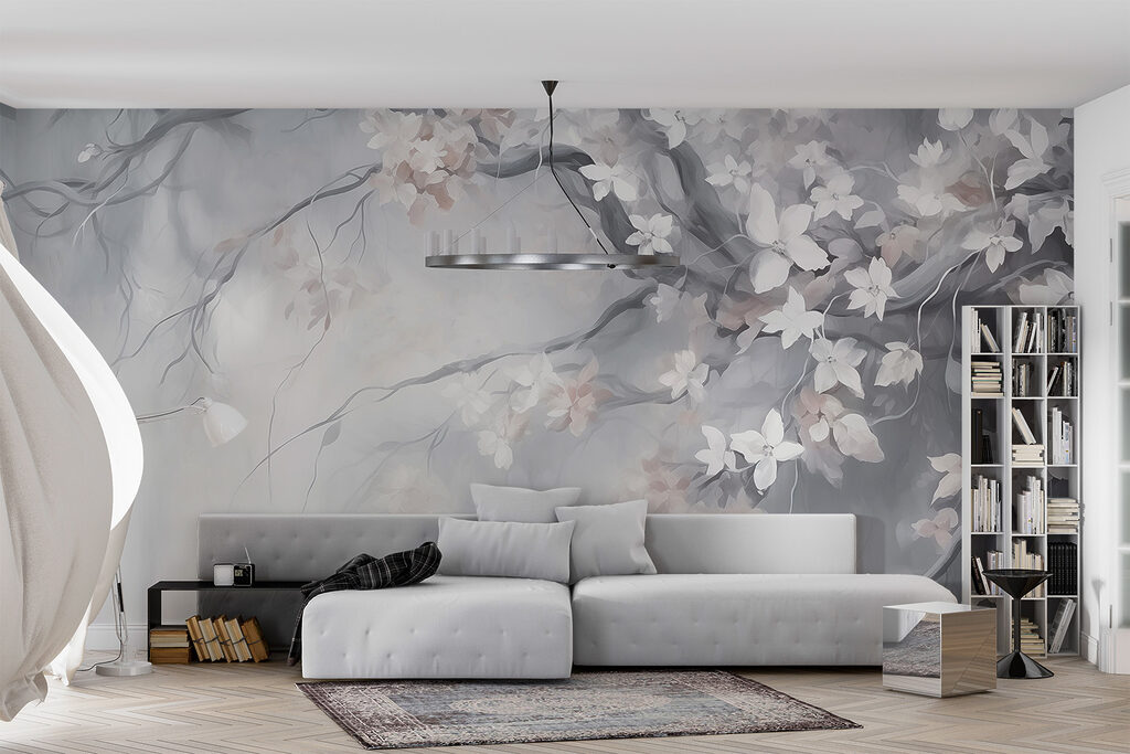 Blossom branches in mist — interior 1