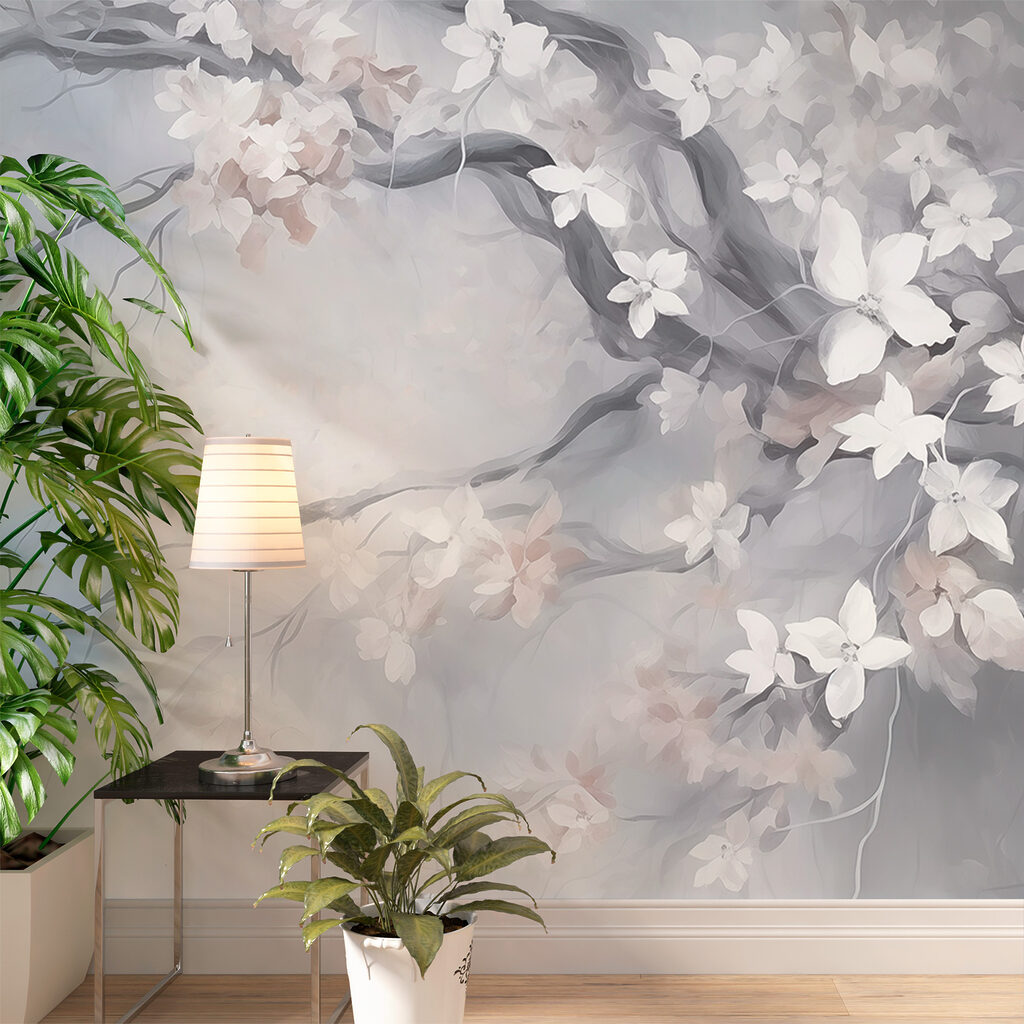 Blossom branches in mist — interior 2