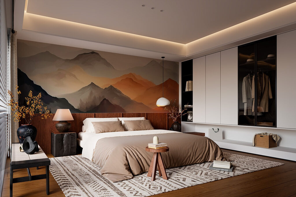 Mountain layers at dusk — interior 1