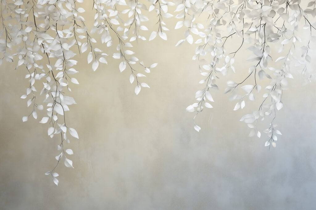 Hanging white leaves — full design
