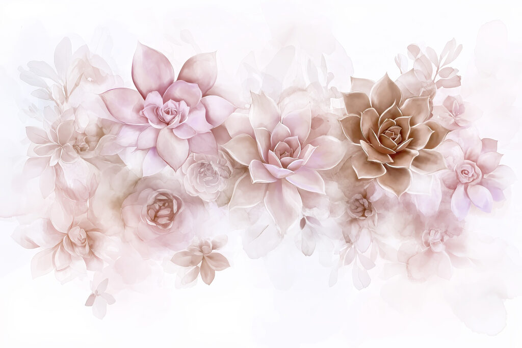 Pink flowers in rosettes — full design