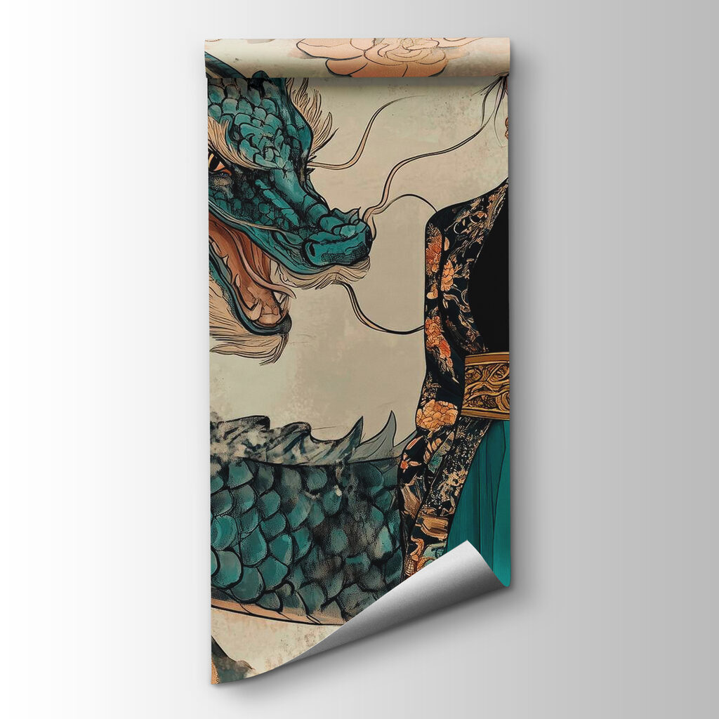 Woman beside a dragon — product view