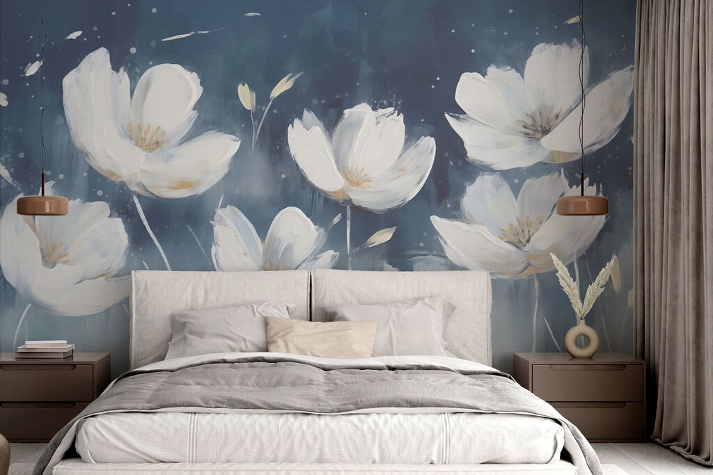 Flowers against evening blue — interior 1