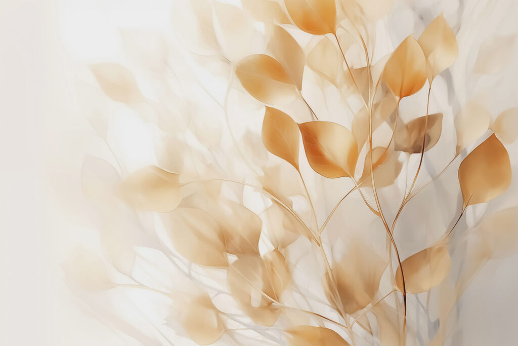 Ochre leaves in backlight — full design