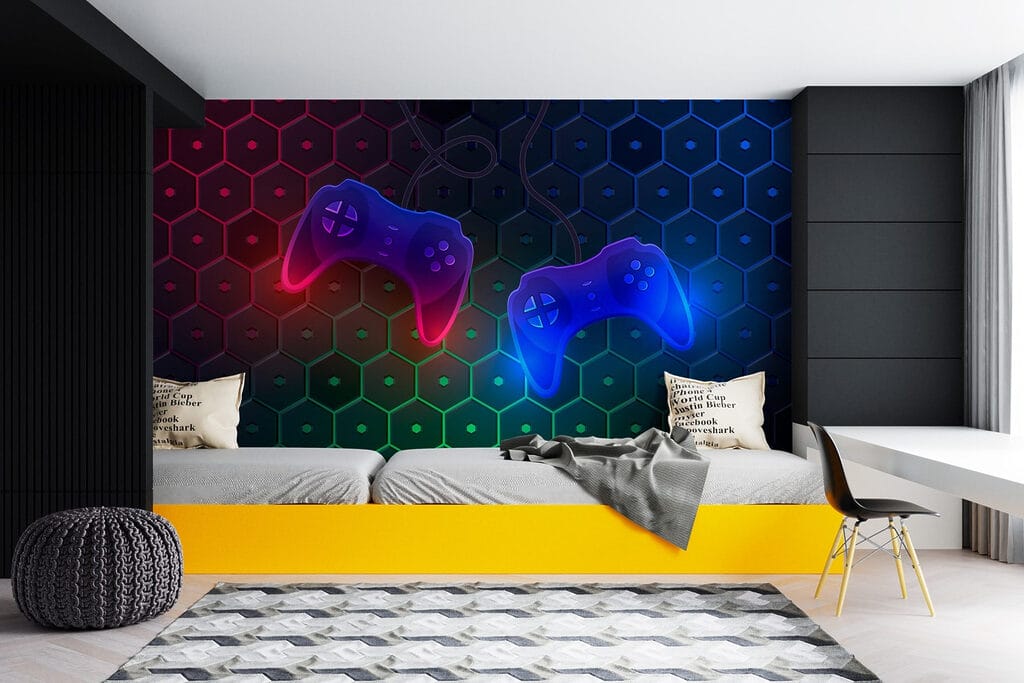 Game controllers and hexagons — interior 3